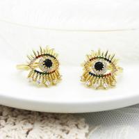 Cubic Zirconia Micro Pave Brass Earring, Eye, gold color plated, Adjustable & micro pave cubic zirconia & for woman, gold 