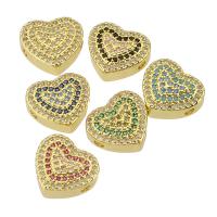 Perles zircon Micro Pave cubes, laiton, coeur, Placage de couleur d'or, bijoux de mode & DIY & pavé de micro zircon & pour femme, plus de couleurs à choisir Environ 2mm, Vendu par PC