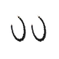 Crystal Jewelry Earring, Zinc Alloy, with Crystal, gold color plated, fashion jewelry & for woman, black 