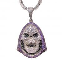 Halloween Necklace, Brass, Skull, plated, Unisex & micro pave cubic zirconia 62mm Approx 50 cm 