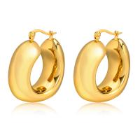 Edelstahl Hoop Ohrringe, 304 Edelstahl, Vakuum-Ionen-Beschichtung, Modeschmuck & für Frau, goldfarben, 27.8x31.2mm, verkauft von Paar