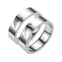 Пара кольца палец, Нержавеющая сталь 304, Мужская & разный размер для выбора & разные стили для выбора, серебряный, продается PC