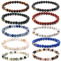Gemstone Bracelets, Natural Stone, with Elastic Thread, Round, handmade & Unisex can be adjust to max 7.5inch,6mm 