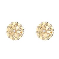 Cubic Zirconia Micro Pave Brass Earring, real gold plated & micro pave cubic zirconia & for woman, gold 