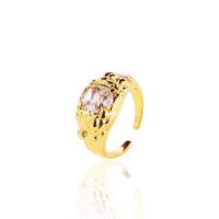 Хрустальное латунное палец кольцо, Латунь, с Кристаллы, Другое покрытие, Регулируемый & Женский, Много цветов для выбора, 17.3mm, размер:7, продается PC