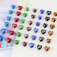 Silver & Gold Foil Lampwork Beads, with Silver Foil & Gold Foil, Heart, DIY 
