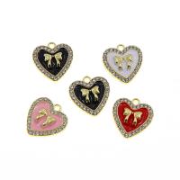 Zinc Alloy Rhinestone Pendants, Heart, KC gold color plated, Unisex & enamel & with rhinestone Approx 