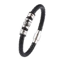 PU Leather Bracelet, with 316 Stainless Steel, fashion jewelry & for man, black, 6mm 
