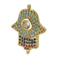 Cubic Zirconia Micro Pave Brass Connector, real gold plated, micro pave cubic zirconia, multi-colored Approx 1mm 