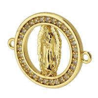 Cubic Zirconia Micro Pave Brass Connector, real gold plated, micro pave cubic zirconia, gold Approx 2mm 