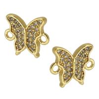 Cubic Zirconia Micro Pave Brass Connector, Butterfly, real gold plated, micro pave cubic zirconia, gold Approx 2mm 