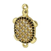 Cubic Zirconia Micro Pave Brass Connector, Turtle, real gold plated, micro pave cubic zirconia, gold Approx 1mm 