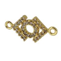 Cubic Zirconia Micro Pave Brass Connector, real gold plated, micro pave cubic zirconia, gold Approx 1.5mm 