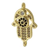 Cubic Zirconia Micro Pave Brass Connector, Hand, real gold plated, micro pave cubic zirconia, gold Approx 1mm 