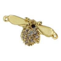 Cubic Zirconia Micro Pave Brass Connector, Insect, real gold plated, micro pave cubic zirconia, gold Approx 0.5mm 
