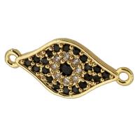 Cubic Zirconia Micro Pave Brass Connector, Eye, real gold plated, micro pave cubic zirconia, black Approx 1mm 