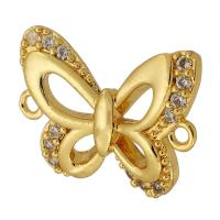 Cubic Zirconia Micro Pave Brass Connector, Butterfly, real gold plated, micro pave cubic zirconia, gold Approx 1mm 