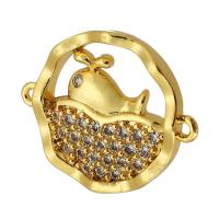 Cubic Zirconia Micro Pave Brass Connector, real gold plated, micro pave cubic zirconia, gold Approx 0.5mm 