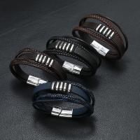 Leather Bracelet, with Zinc Alloy, fashion jewelry & for man Approx 21-22 cm 