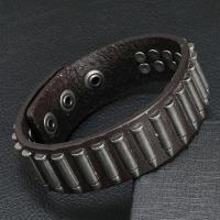 Cowhide Bracelet, with Zinc Alloy, fashion jewelry & for man Approx 21-25 cm 