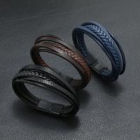 PU Leather Bracelet, with Zinc Alloy, fashion jewelry & for man Approx 22 cm 