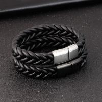 PU Leather Cord Bracelets, 316L Stainless Steel, with Leather & for man 