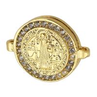 Cubic Zirconia Micro Pave Brass Connector, Flat Round, real gold plated, micro pave cubic zirconia, gold Approx 0.5mm 