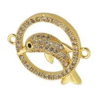 Cubic Zirconia Micro Pave Brass Connector, real gold plated, micro pave cubic zirconia & hollow, gold Approx 1mm 