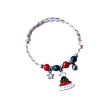 Bracelet de Noël en alliage zinc, alliage de zinc, avec porcelaine & corde de coton, fait à la main, Conception de Noël & Réglable & pour femme, multicolore Environ 14-20 cm, Vendu par PC