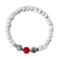 Enamel Zinc Alloy Bracelets, Porcelain, with Glass Beads & Zinc Alloy, elastic & for woman Approx 14-20 cm 