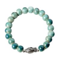 Porcelain Bracelets, with zinc alloy bead, elastic & for woman Approx 14-20 cm 