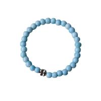 Porcelain Bracelets, with zinc alloy bead, elastic & for woman, skyblue Approx 14-20 cm 