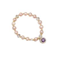 Cultured Freshwater Pearl Bracelets, with Amethyst, fashion jewelry & for woman cm 