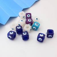 Perles en résine de mauvais œil, cube, DIY & motif de mauvais œil & normes différentes pour le choix, couleurs mélangées, Vendu par PC