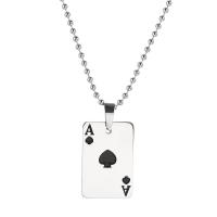 титан Свитер ожерелье, Покер, ювелирные изделия моды & Мужская & эмаль, оригинальный цвет, 20mm, длина:60 см, продается PC