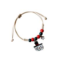 Porcelain Bracelet, with Wax Cord & Zinc Alloy, Christmas Design & Adjustable & Christmas jewelry & for woman & enamel, multi-colored Approx 14-20 cm 