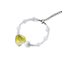 Lampwork Bracelet, with Zinc Alloy, gold color plated, elastic & for woman Approx 14-20 cm 