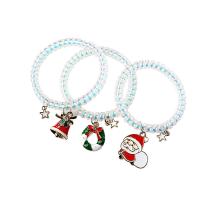 Zinc Alloy Christmas Bracelet, with Plastic, gold color plated, Christmas Design & elastic & for woman & enamel, multi-colored Approx 14-20 cm 