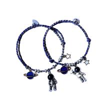 Enamel Zinc Alloy Bracelets, with Cotton Cord, plated, Adjustable & Unisex blue Approx 14-20 cm 