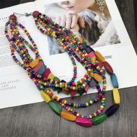 Wood Necklace, with 2.36inch extender chain, stoving varnish, fashion jewelry & multilayer & for woman Approx 30.71 Inch 