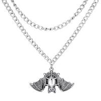 Zinc Alloy Necklace, with 5cm extender chain, Bat, polished, Double Layer & fashion jewelry & for woman, silver color .5 cm 