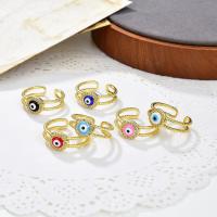 Evil Eye Jewelry Finger Ring, Brass, with Cubic Zirconia, gold color plated, fashion jewelry & for woman & enamel Inner Approx 18mm, Approx 