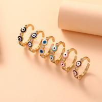 Evil Eye Jewelry Finger Ring, Brass, with Cubic Zirconia, gold color plated, Adjustable & fashion jewelry & for woman & enamel Inner Approx 18mm 