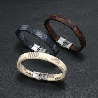 PU Leather Bracelet, with 304 Stainless Steel, fashion jewelry & for man Approx 21-22 cm 