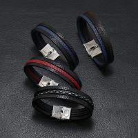 PU Leder Armband, mit 304 Edelstahl, Modeschmuck & für den Menschen, keine, Länge:ca. 21-22 cm, verkauft von PC