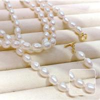 Freshwater Pearl Brass Necklace, with Brass, fashion jewelry & multilayer & for woman, white, 7-8mm Approx 47.24 Inch 
