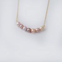 Freshwater Pearl Brass Necklace, with Brass, fashion jewelry & for woman, 5-6mm Approx 16.14 Inch 