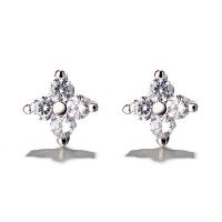 Cubic Zirconia Micro Pave Brass Earring, platinum plated, micro pave cubic zirconia & for woman, original color, 6mm 