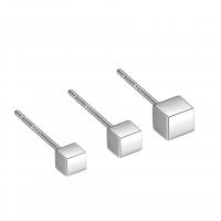 Sterling Silver Stud Earring, 99% Sterling Silver, Square, platinum plated & for woman 