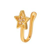 Brass Nose Clip, Star, plated, fashion jewelry & micro pave cubic zirconia & for woman 11mm 